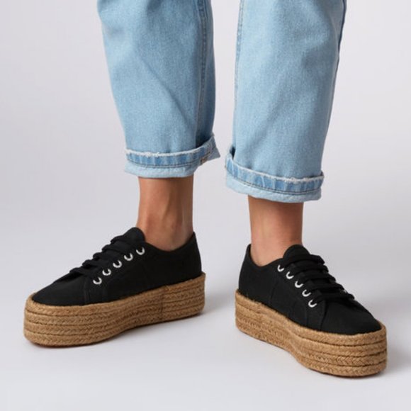 Superga Shoes - SUPERGA Black Cotrope Platform Sneakers -Size 8